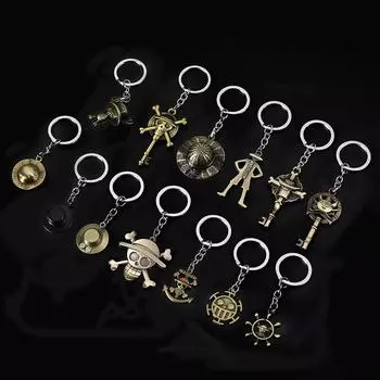 Straw Hat Keychain Key Chain Luffy Zoro Sanji Nami Hat Cartoon Skull Cosplay Jewelry Accessories One PIECE Gifts Anime For Women Men Accessories