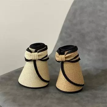 Straw hats suitable for round faces Children s big-eave bucket hats Face protection Empty top hats Adjustable хаки