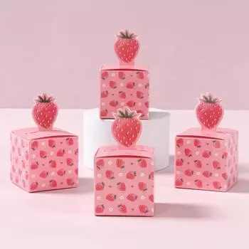 Strawberry Candy Box Strawberry Party Favor Party Supplies Goodie Bags Birthday Party Gift Boxes Girls Birthday Party Decors As picture
