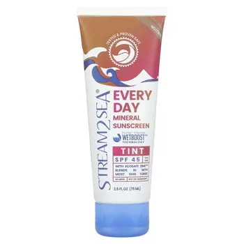Stream2Sea, Ежедневный минеральный солнцезащитный тональный крем, SPF 45, нейтральный, 75 мл (2,5 жидких унции)