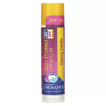 Stream2Sea, Солнцезащитный бальзам для губ, SPF 30+, вишня и ваниль, 0,15 унции (4 г)