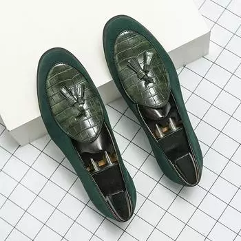 Street Style Loafers for Men New Handmade Moccasins New Arrival Men Slip on Flats Casual Leather Shoes Comfy Mens Dress Footwear 38 чёрный