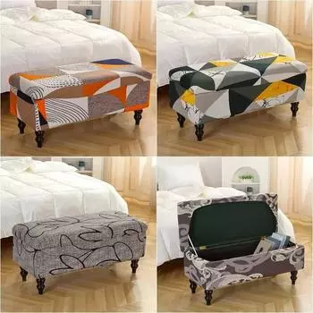 Stretch Storage Ottoman Cover Rectangular Foldable Bed Footstool Covers Bench Stool Furniture Protector Sofa Footrest Slipcover S