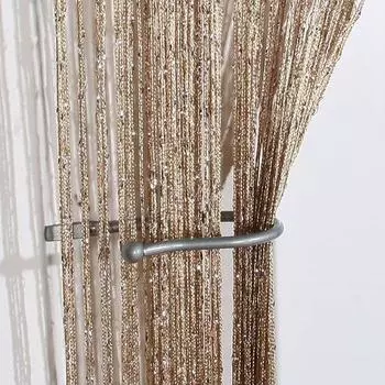 String Door Glitter String Curtain Panels Fly Screen Room Divider Curtains Voile Champagne