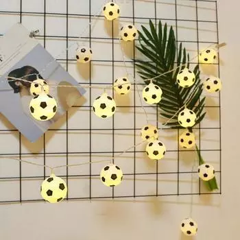 String Light Battery-operated Creative Shape Extra-Long Soft Lighting Realistic Decorative Energy-saving Holiday Party Football String Lamp