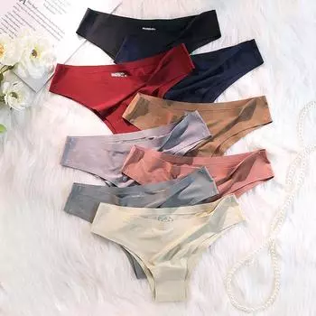 Стринги Ice Silk бесшовные средней талии удобные бесшовные дышащие сексуальные трусики Ice Silk M темно-серого