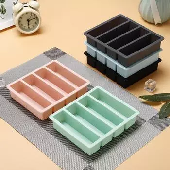 Strip-shap Ice Cube Trays Giant Silicone Ice Cubes Square Tray Mold Non-toxic Durable Wine Ice Cube Easy-Release Ice Cube Molds
