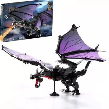 Строительные блоки Black Shadow Dragon Classics Pterosaur Model Sets Сборочные кубики Настольный дисплей Праздничные подарки Детские игрушки
