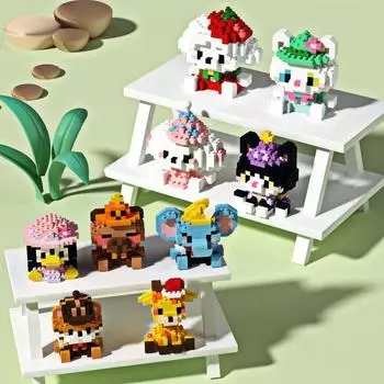 Строительные блоки для вечеринок с животными, собранные игрушки, тигр, жираф, слон, крошечные частицы, настольные украшения для животных, образовательные подарки No box