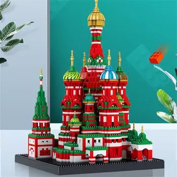 Строительные блоки Nano Mini St. Собор Василия Блаженного 4872+ деталей Строительные блоки Набор всемирно известных достопримечательностей Строительные блоки DIY Игрушки Микроблоки