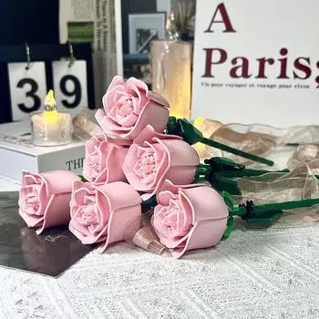 Строительные блоки своими руками розы настольные украшения композиция из роз головоломка блоки игрушки рождественский подарок на день святого валентина