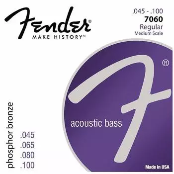 Струны для акустической бас-гитары Fender 7060 Струны для акустической бас-гитары, фосфорная бронза, 45-.100