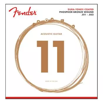 Струны для акустической гитары Fender 860CL с покрытием Phosphor Bronze Dura Tone 11-52