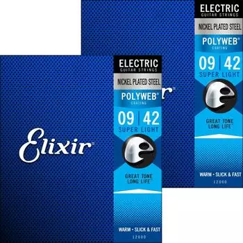 Струны для электрогитары Elixir POLYWEB Super Light набор из 2 шт. .009-.042#12000 []