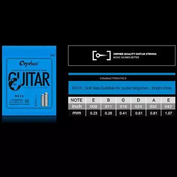 Струны для электрогитары Orphee EBGDA Single String Super Light Gauge 009-042 RX15 Аксессуары для гитарных струн