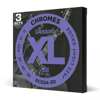 Струны для электрогитары с плоской обмоткой Jazz Light 3 комплекта D Addario .011-.050 ECG24-3D []