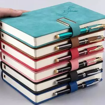 Студенческий блокнот с кнопкой, 416-страничный сверхтолстый деловой блокнот из искусственной кожи, водонепроницаемый и устойчивый к царапинам ретро-дневник, офисные школьные принадлежности синий