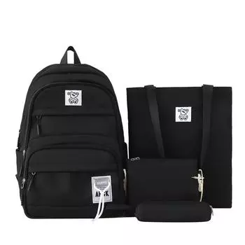 Student schoolbag female freshman street trend campus student grade 3 to 6 backpack чёрный