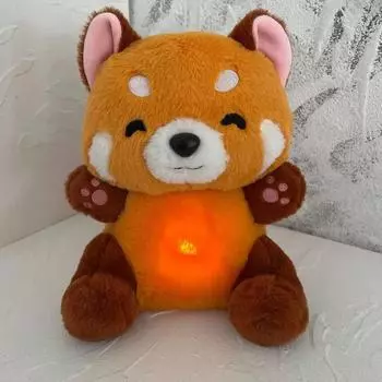 Мягкая аниме-фигурка, превратившаяся в красную панду, плюшевую куклу с музыкальными огнями, пушистыми волосами, красным енотом, животными, подушкой для объятий, для детей коричневый