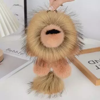 Stuffed Plush Lion Keychain Long Mane Cute Animal Keychain Lion Plush Pendant Backpack Decor Style 8
