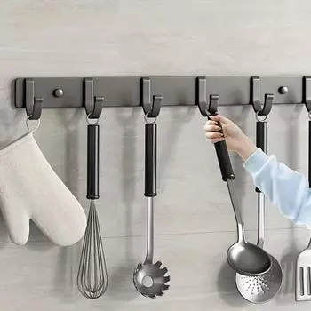 Sturdy Wall Mount Hanging 6 - Space-Saver Towel чёрный