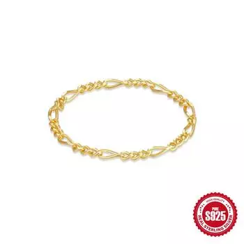 Stylish And Simple S925 Sterling Silver Daily Matching Figaro Chain Round Bead Chain Basic Ring Chain Stacked Bracelet No.7