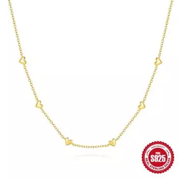 Stylish And Simple S925 Sterling Silver Love Stacked Women S Versatile Collarbone Necklace 925 silver золотой