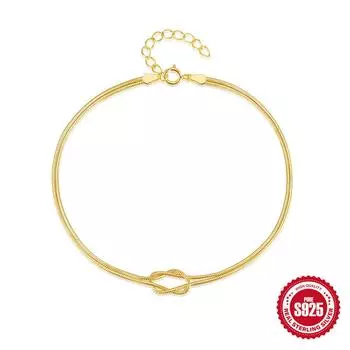 Stylish And Simple S925 Sterling Silver Snake Bone Chain Knotted, Suitable For Couples To Wear Daily Bracelets Valentine S Day Gifts 925 Silver золотой