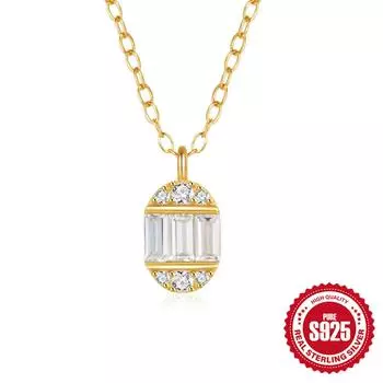 Stylish And Simple S925 Sterling Silver Style Personalized Egg-Shaped Diamond-Encrusted Women S Collarbone Necklace Necklace 925 Silver золотой