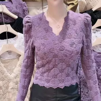 Stylish and Versatile Long-sleeved Shirt for Women, Which Can Make You Younger, Slimmer and Fashionable S фиолетовый