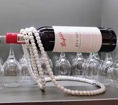 Stylish Floating Wine Mount Modern Pearls Wine Display Holder and Storage Stand X3UC золотой