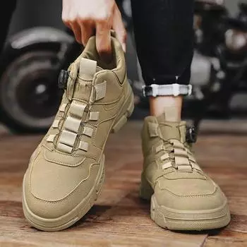Stylish Men s Boots High-top Men s Casual Shoes Elastic Band Male Sneakers 2024 High-quality Comfortable Platform Shoes for Men 39 бежевый