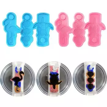 Stylish Silicone Straw Fixture Molds Effective Silicone Pendant Mold Flexible Silicone Straw Fixing Mold for All Ages синий
