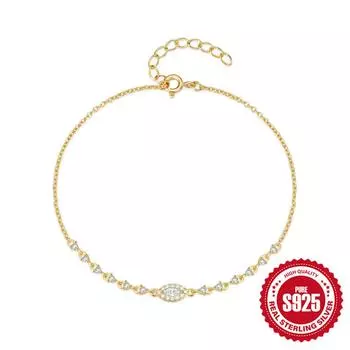 Stylish Simple S925 Sterling Silver Eyes Demon S Eye Diamond Everyday Match Ladies Bracelet Bracelet 925 Silver золотой