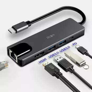 (SU)5 в 1 4K UHD Type C Hub USB3.0 HDMI VGA PD Адаптер Док-станция для ПК 15*9*2cm