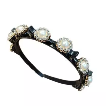 (SU)Повязка для волос Stay Elegant из высококачественного пластика и стразов с искусственным жемчугом