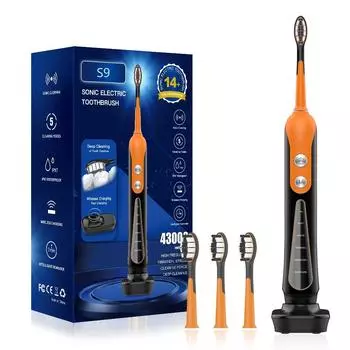 SUBORT S9 Sonic электрическая зубная щетка Беспроводная USB перезаряжаемая отбеливающая зубная щетка Водонепроницаемая ультразвуковая автоматическая зубная щетка чёрный