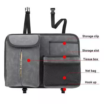 Suede Car Seat Back Storage Bag Hanging Tissue Holder Storage Pocket Car Organizer Bag with Net Pouch Auto Interior Accessories
