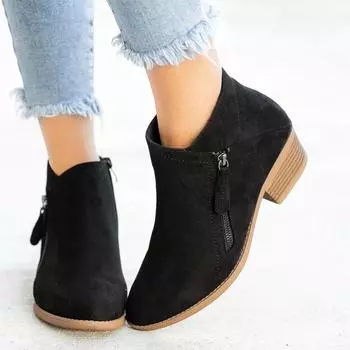 Suede Martin boots women s 2025 autumn and winter new thick heel side zipper large size 43 women s short boots 35 синий