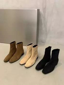 Suede versatile women s shoes thin boots 2024 new autumn and winter foreign thick heel Korean small ankle boots velvet short boots 35