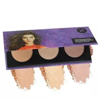 SUGAR Cosmetics - Contour De Force - Highlighter Palette Set- 01 Glow Genius (Soft Gold, Champagne Gold and Rosey Taupe Highlighter)