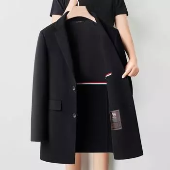 Suit collar cashmere coat men s mid-length daddy autumn and winter double-sided woolen coat casual thickened windbreaker 170