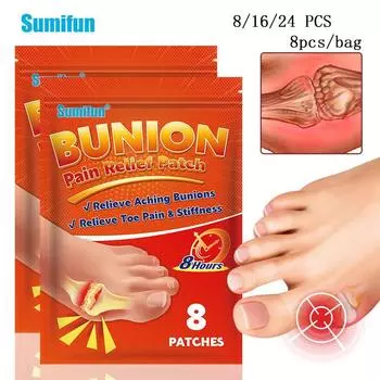 Sumifun Bunion Patch Пластырь для суставов пальцев ног Пластырь для облегчения боли 8pcs/1bag