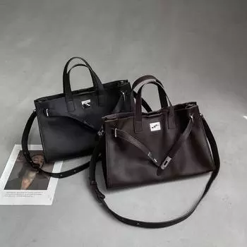 Сумка Birkin из коровьей кожи с верхним слоем, сумка Kelly из натуральной кожи, женская сумка через плечо, сумка через плечо One Size чёрный