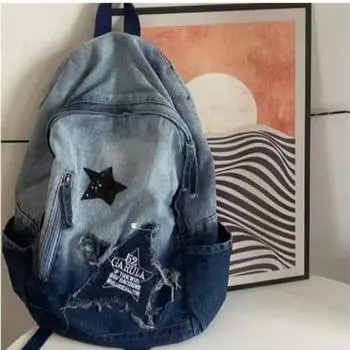 Сумка через плечо Collage Denim для женщин, большая вместимость, школьный рюкзак, повседневная дорожная сумка, новая