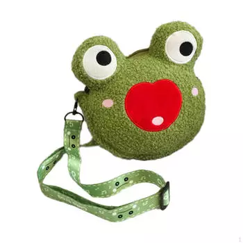 Сумка через плечо Frog, плюшевая сумка через плечо, кошелек для прогулок, для девочек, для путешествий на пляж green