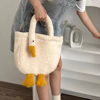 Сумка через плечо Goose, милая, мягкая, плюшевая, мультяшная, женская, для девочек, кошелек without strap lamb fleece