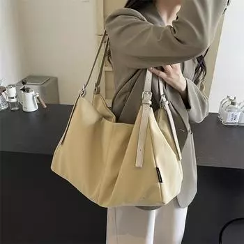 Сумка через плечо из холста, женская, однотонная, большая вместительная сумка-тоут бежевый