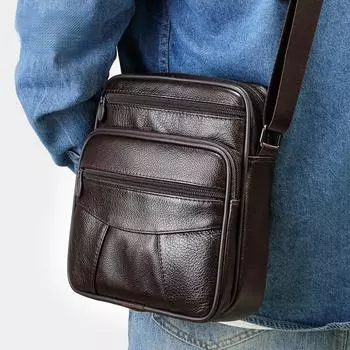 Сумка через плечо из коровьей кожи Head Layer, мужская, деловая, повседневная, модная, из натуральной кожи, сумка через плечо чёрный