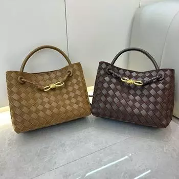 Сумка Cross Border Woven Frosted Leather Large Empty Bag из высококачественной кожи, новая сумка через плечо для женщин 25x10x20 CM кофейный